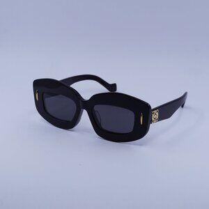 Loewe LW40114F 01A Sunglasses Shiny Black Cat Eye Frame, Smoke Lenses